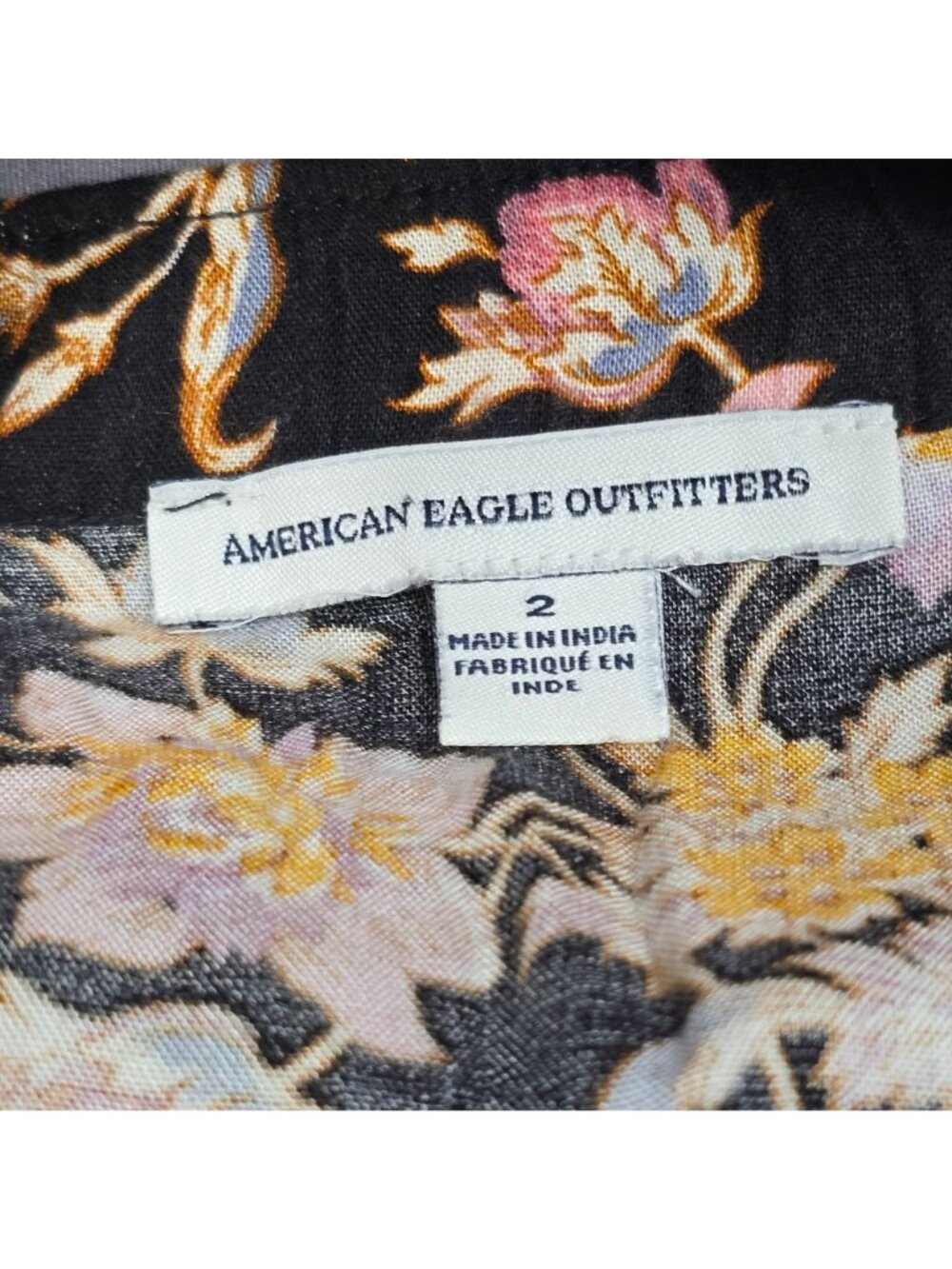 American Eagle Womens 2 Black Floral Maxi Skirt Boho Cottage Core - Picture 2 of 4